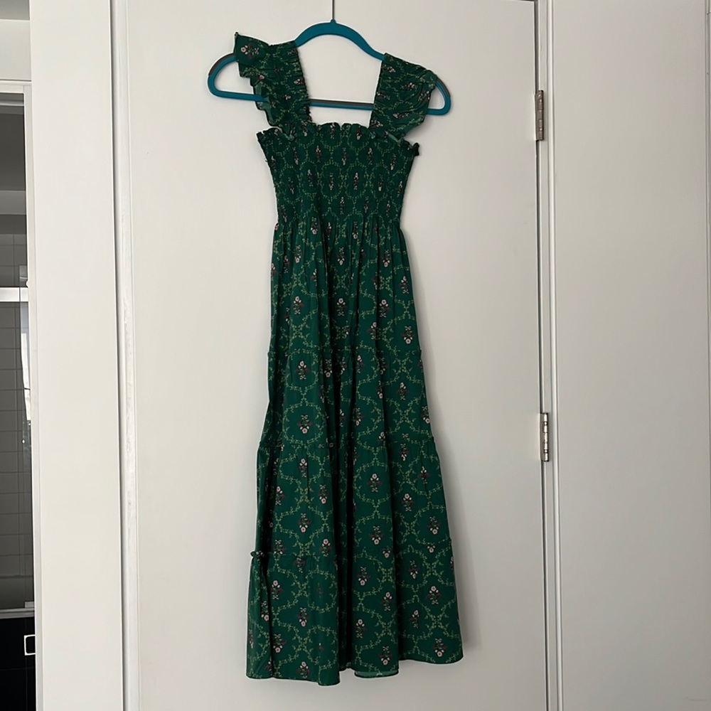 Hill House Green Floral Midi Dress